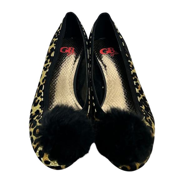 GB Girls Dress Shoes Size‎ 2M Sparkle Leopard print with Pom poms - Picture 4 of 7
